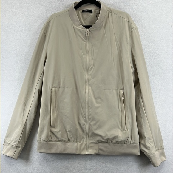 Tahari Bomber Jacket XXL Sand Lightweight Lined Nylon/Elastane/Polyester NWT - Picture 1 of 10